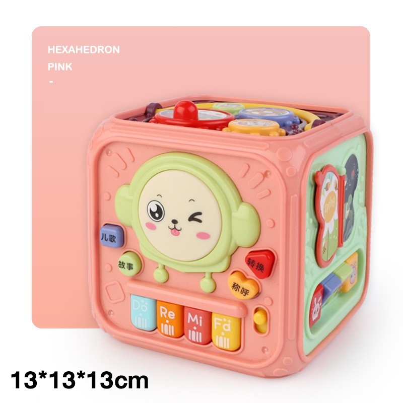 Children's Six-Sided Hand-Patting Drum Educational Toy, Baby Patting Drum, Smart Cube with 6 Light-Up Sides