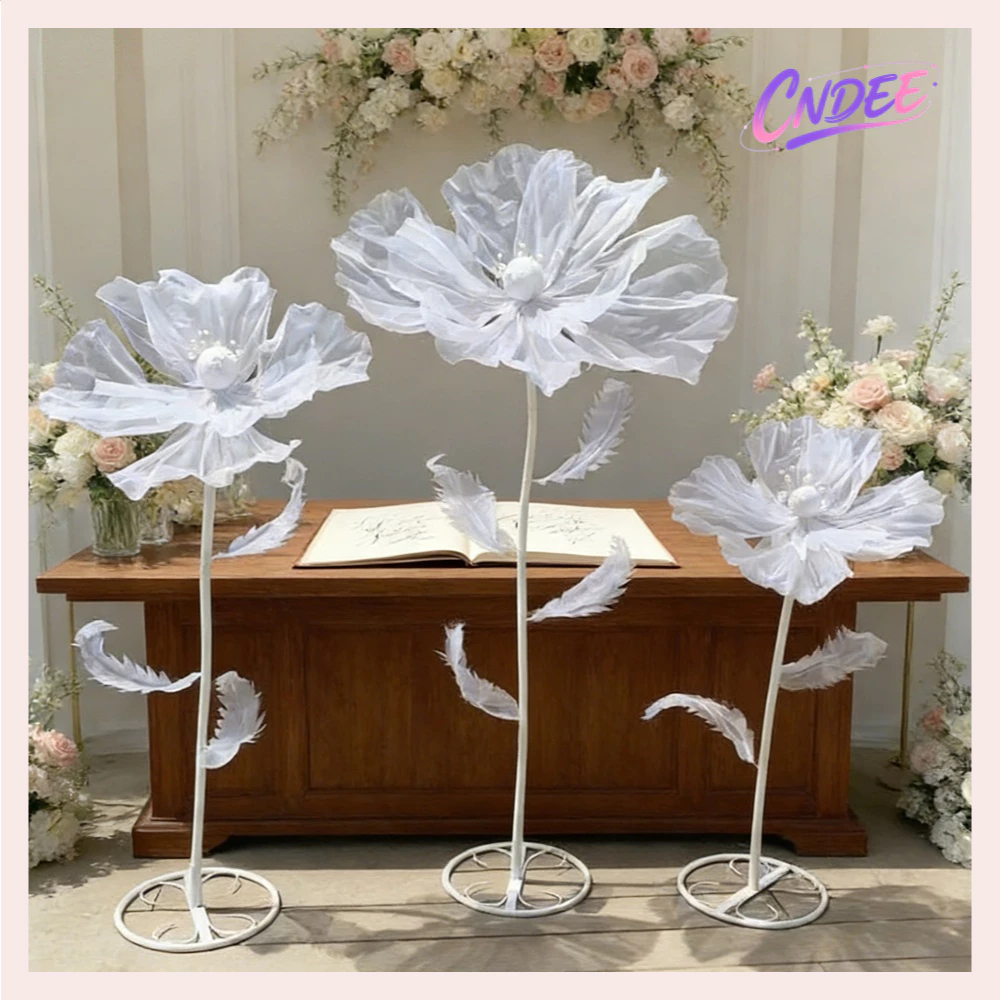 [ดอกไม้3ชิ้น]สไตล์ใหม่ถนนแต่งงานคู่มือดอกไม้เวทีแต่งงานตกแต่งห้องนั่งเล่นตกแต่งกระดาษหน้าต่างดอกไม้จําลองผ้าไหมผ้ากอซดอก