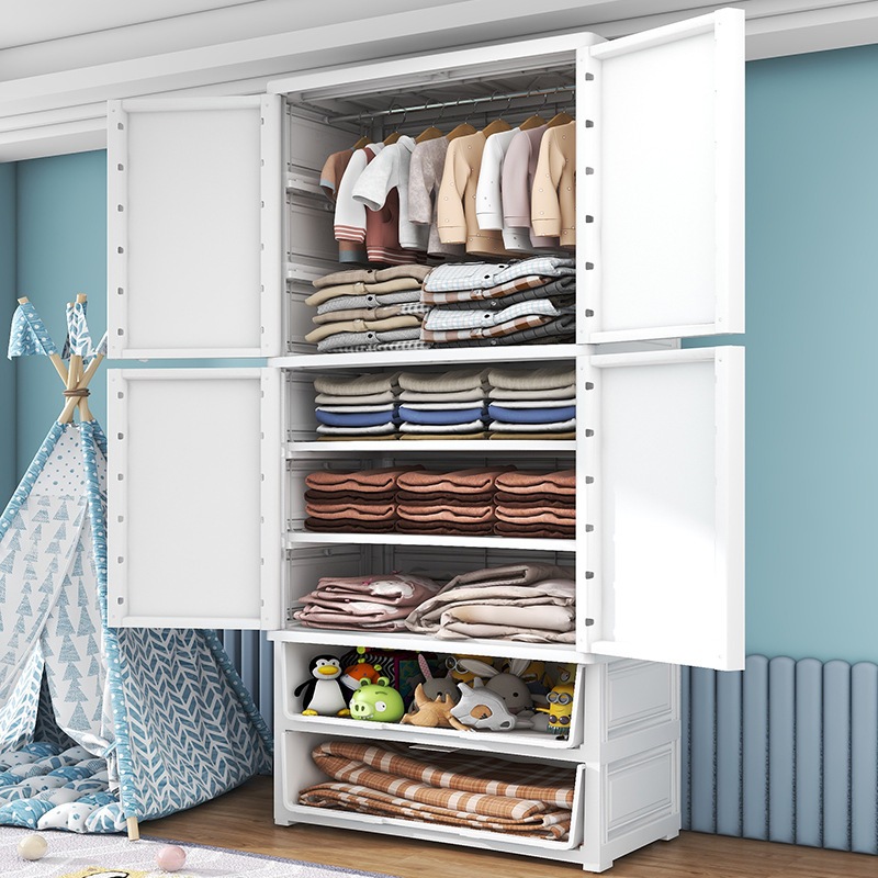 ROMO ลายการ์ตูน ตู้เสื้อผ้า กว้าง 65cm ประตูคู่ พร้อม ล้อเลื่อน อัปเกรดหนากว่าเดิม รุ่นใหม่ 💥จำกัดจำนวน - รูปที่ 4