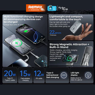 [ CCC ] Remax Wireless Power Bank RPP-678 (N) 10000mAh พาวเวอร์แบงค์ 2 in 1 ชาร์จไร้สาย มีสายในตัว
