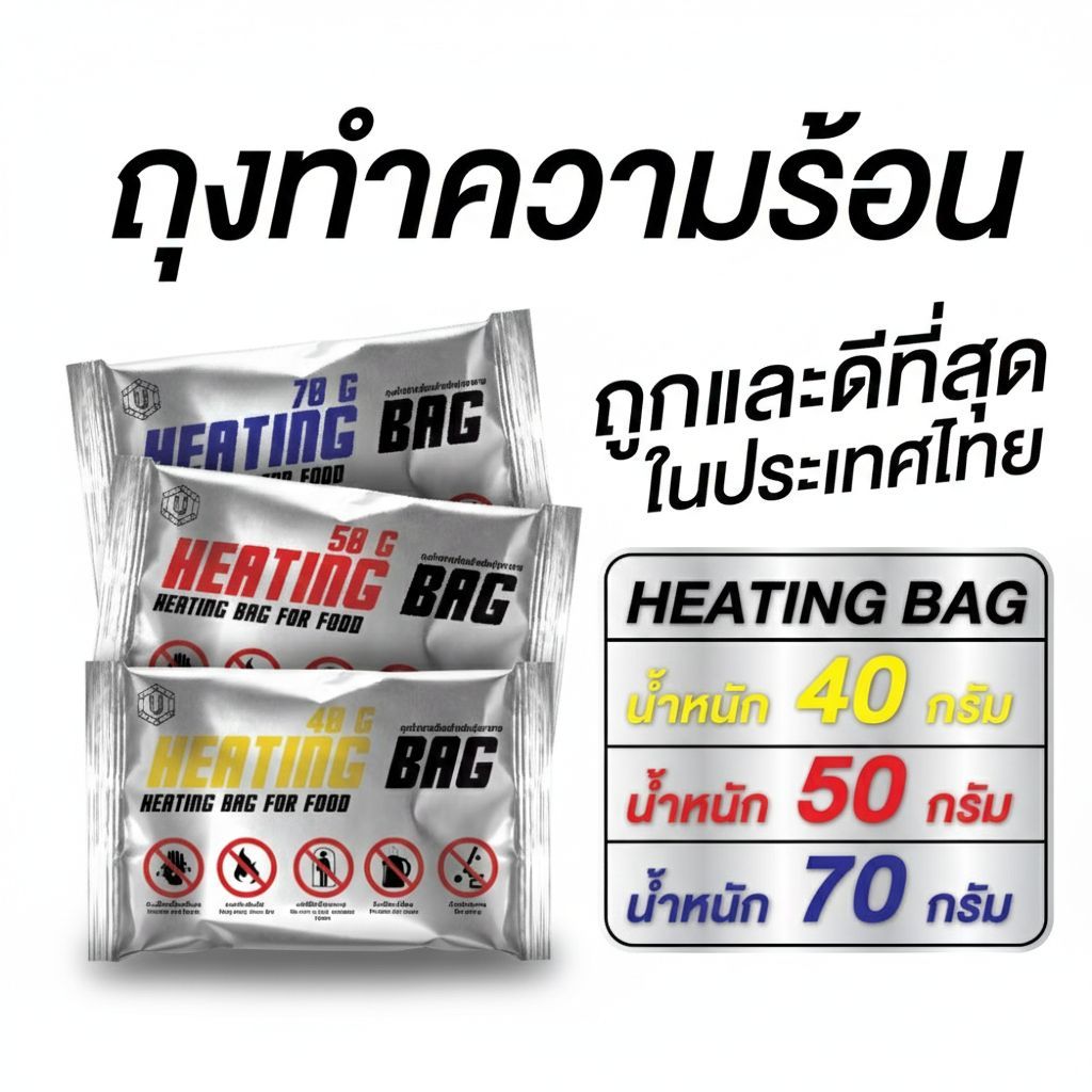 ถุงทำความร้อน 40 กรัม ใช้คู่กับถ้วยร้อน แผ่นอุ่นร้อนในตัว ไม่ง้อไฟ พร้อมใช้งาน