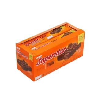 [ 10แถม2 ]ซุปเปอร์สตาร์ ทวิน เวเฟอร์เคลือบและสอดไส้ครีมรสช็อคโกแลต36 กรัม 12 ซอง[❗️จำกัด 1 ลังต่อคำสั่งซื้อ ❗️]