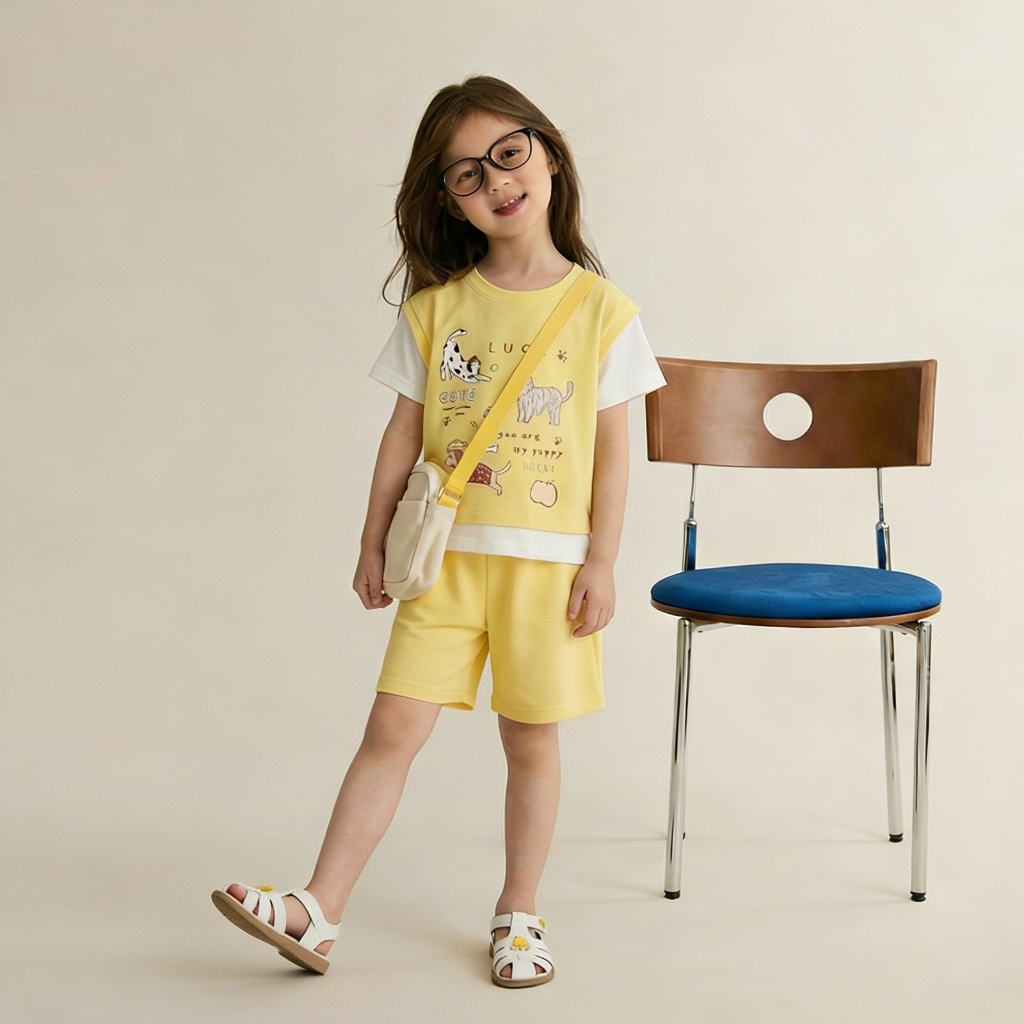 【พร้อมส่ง】ชุดเซ็ทเด็ก แขนสั้นกางเกงขาสั้น เด็กชายและหญิง แฟชั่น ชุดลำลอง - รูปที่ 3