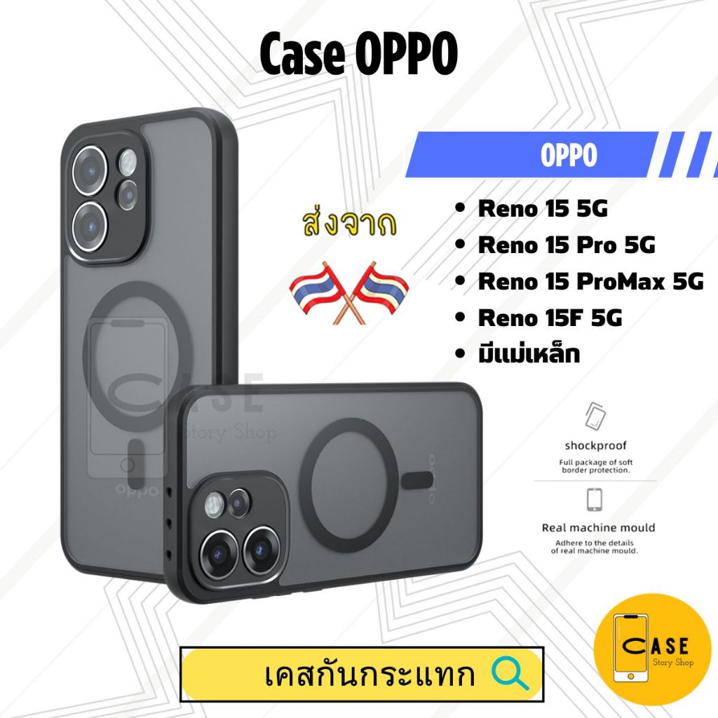 เคส OPPO Reno 15 / 15 Pro / 15 Pro / 15F เคสแม่เหล็ก กันกระแทก ฝาหลังแข็ง ส่งจากไทย Frosted Case