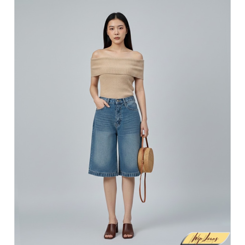 กางเกงยีนส์ขาสั้นทรงบอย 5 ส่วน สไตล์วินเทจผ้าไม่ยืด เอวสูงทรงสวยแมตช์ง่ายได้ทุกลุค SF16 - รูปที่ 6