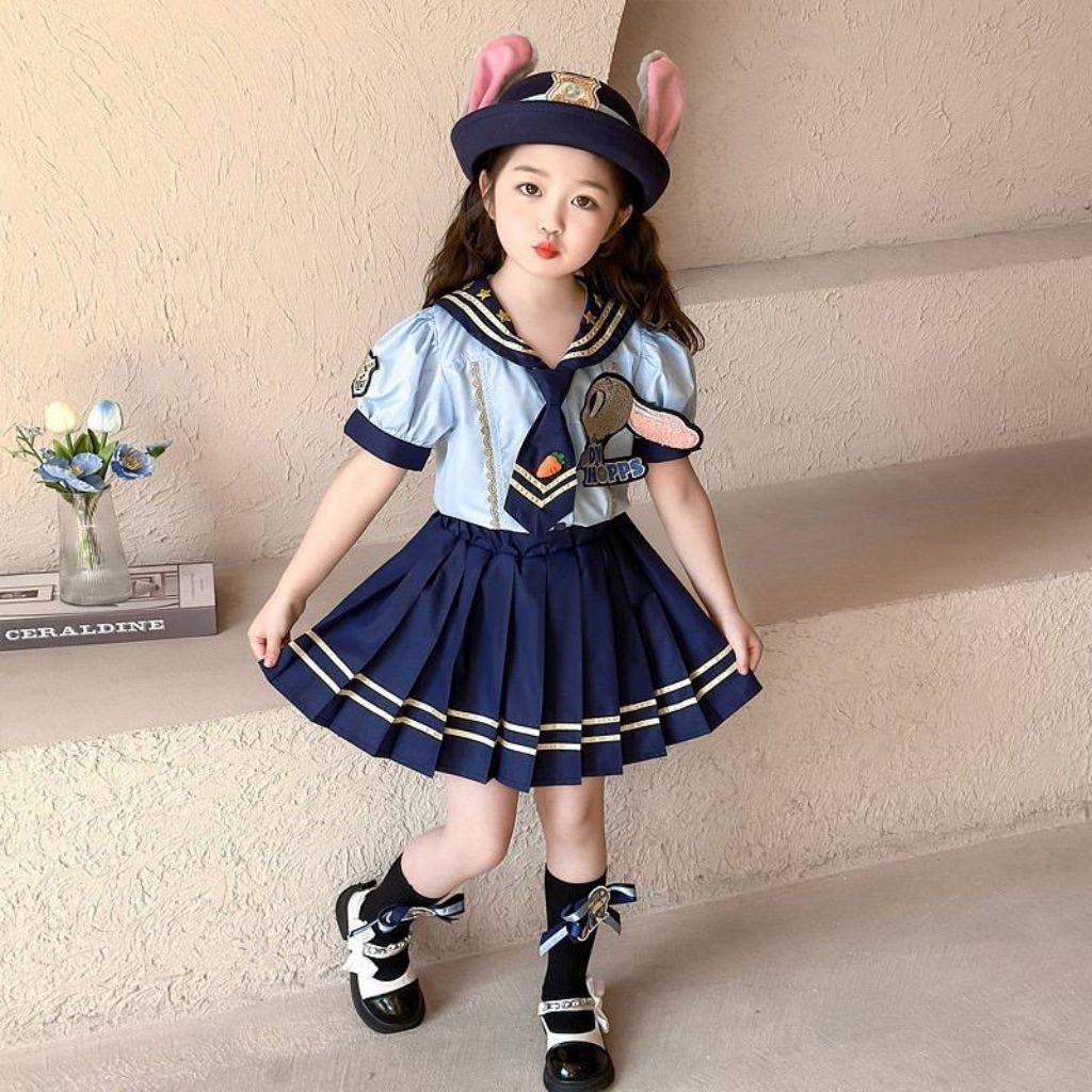 ✅พร้อมส่ง 👧🏻ชุดเซตเด็กผู้หญิง3ชิ้น นักเรียนกระต่าย Judy Zootopia เสื้อคอบัว+เนคไทด์+กระโปรงพลีท น่ารักน่าซังสุดๆ