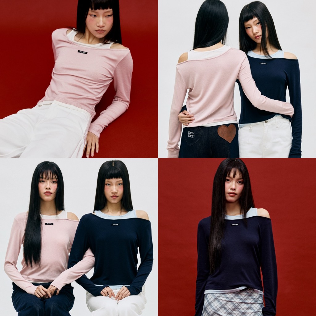 [Trendyลด25%] CHUUCHOP - (S-XL) Yujin Long Sleeve Top เสื้อแขนยาวทูโทน 2 เลเยอร์ ใส่สบาย ยืดได้เยอะ (C8479)