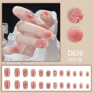 [ABCDEW] รวมเล็บปลอมสำเร็จรูป เล็บปลอมอะไหล่เพรช เล็บปลอม หลากหลายสไตล์ ลายสวย ทรงสี่เหลี่ยม พร้อมกล่อง 24 ชิ้น