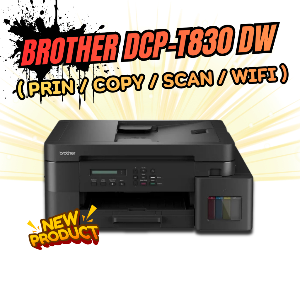 BROTHER DCP-T830DW ( Prin / Copy / Scan / WIFI ) พร้อมหมึกเติมพรีเมี่ยม 4 สี