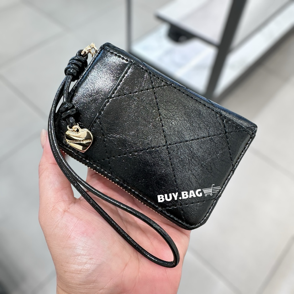 CHARLES & KEITH กระเป๋าคล้องข้อมือดีไซน์ลายควิลท์รุ่น Apfra กระเป๋าใส่บัตร