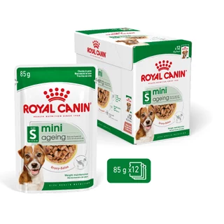 อาหารเปียกสุนัขสูงวัย พันธุ์เล็ก MINI AGEING GRAVY1กล่อง(12ซอง)เพ้าหมาแก่