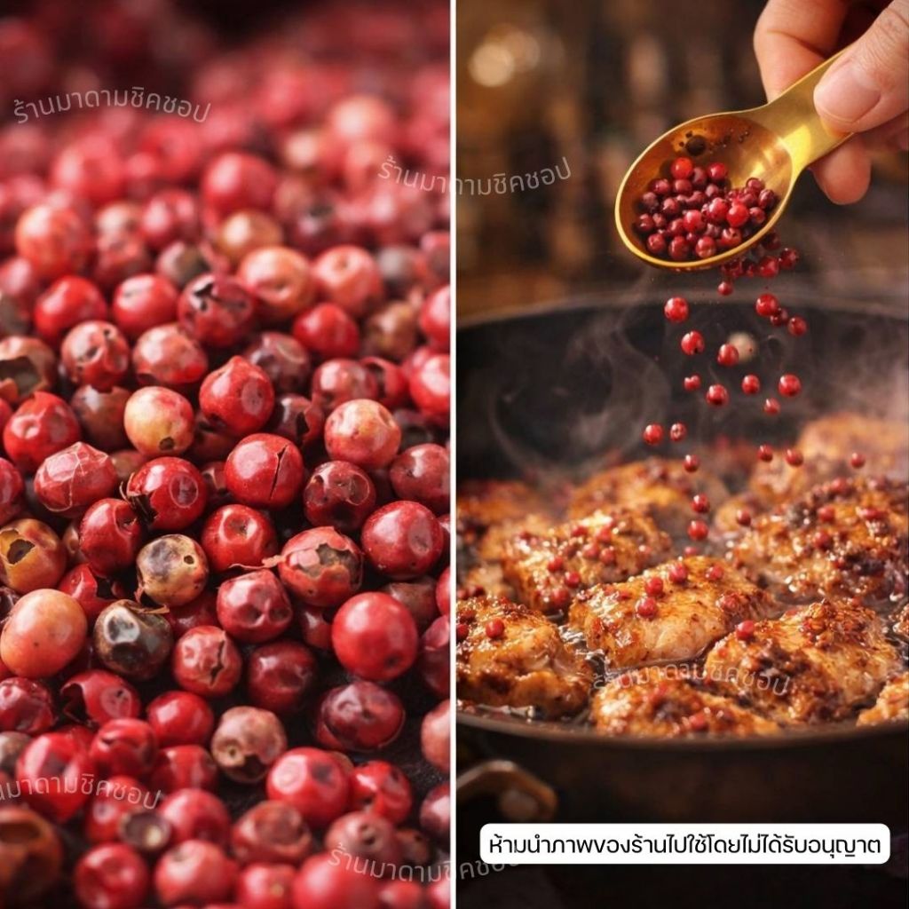 พริกไทยเม็ดสีชมพู น้ำหนัก 50กรัม Pink Peppercorn พริกไทยจากผลเบอร์รี่ตากแห้ง (สินค้านำเข้า) - รูปที่ 6