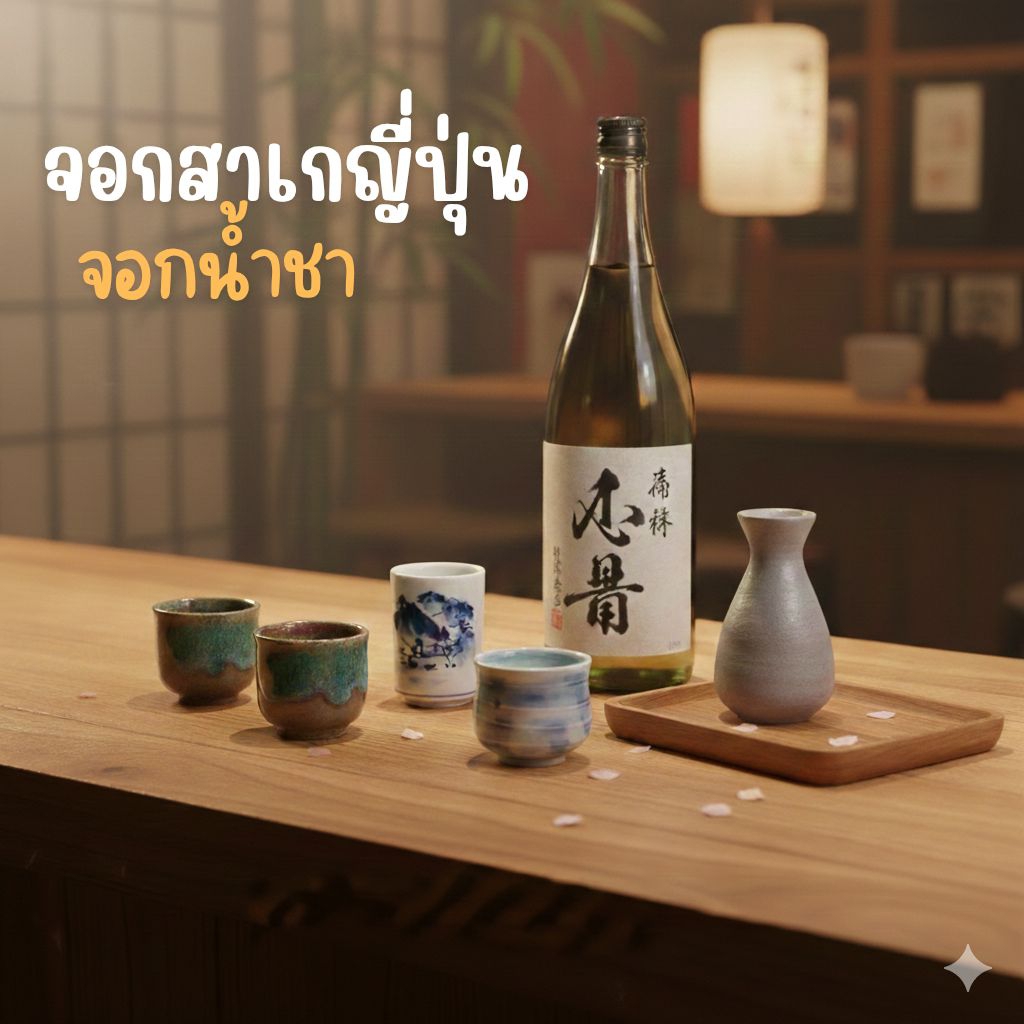 จอกน้ำชา จอกญี่ปุ่น เนื้อเซรามิค สภาพดี ถ้วยน้ำชาใบเล็ก stock A4