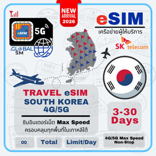 【The Global SIM】eSIM South Korea ซิมเกาหลี 3-30 Days 4G/5G M…