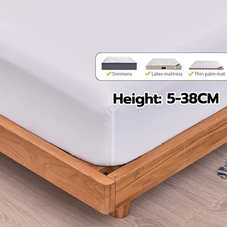 Baan Minimal ผ้าปูที่นอนรัดมุม สีขาว 3.5/4/5/6ฟุต คอตตอน 100% มินิมอล รัดมุมแน่น ไม่หลุดง่าย นุ่มสบาย