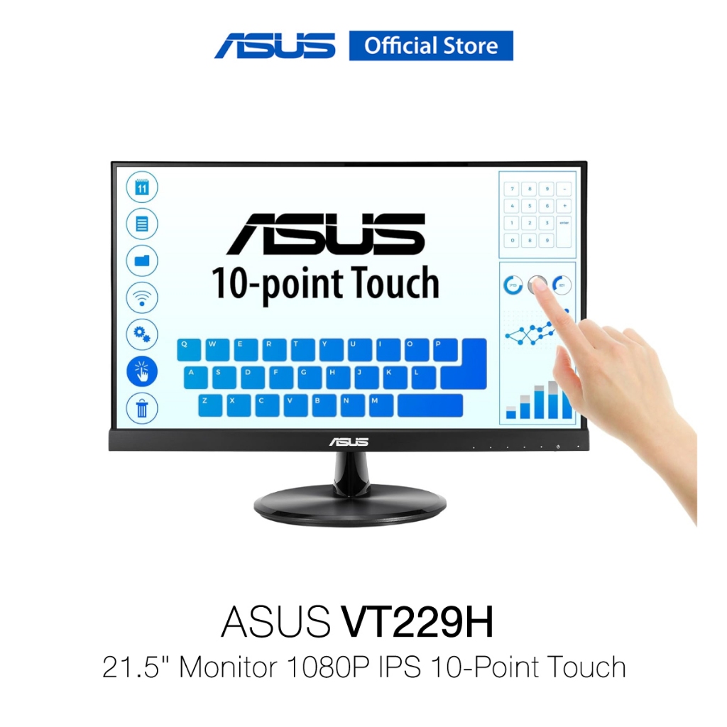ASUS Touch Monitor VT229H จอมอนิเตอร์ 21.5" FHD (1920x1080), 10-point Touch, IPS หน้าจอสัมผัสได้