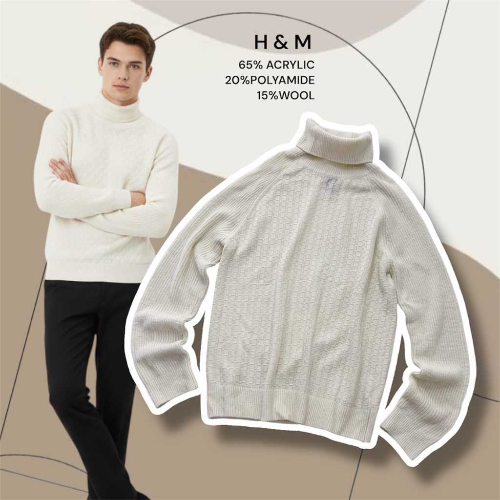H- and - M Wool blend Turtleneck Sweater -ivory