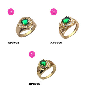 3ลาย จำนวนจำกัด แหวนเงินฝังเพรชรมรกตสีเขียว 1 บาทเครื่องประด…