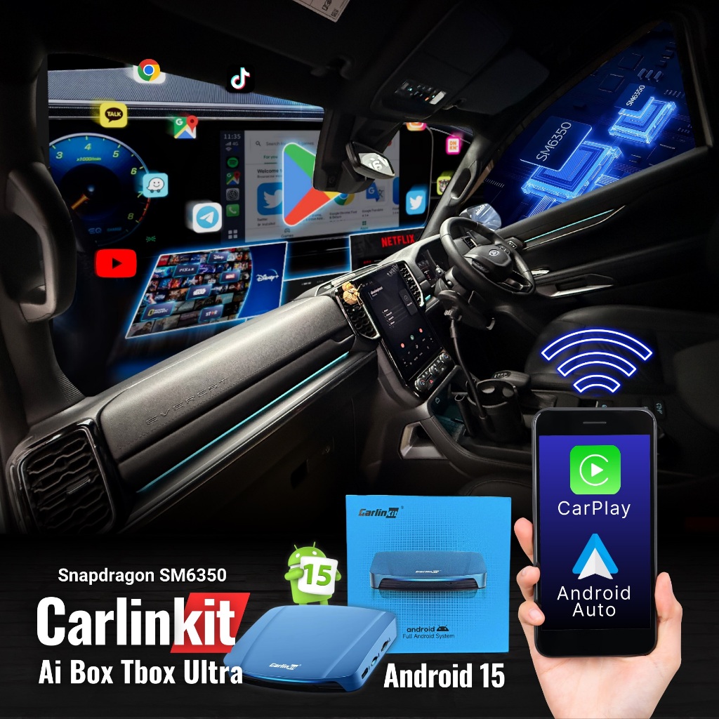 ส่งจากร้านในไทย🇹🇭 Carlinkit Android 15 AI Box Ultra 8+128GB Wireless CarPlay & Android Auto Qualcomm