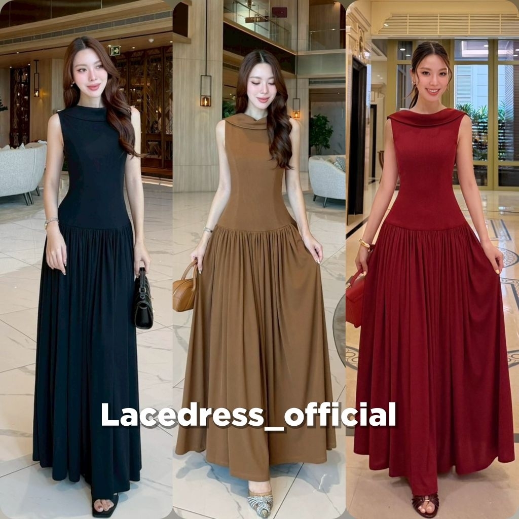 Shimmer ●พร้อมส่ง /Brown Grace Maxi Dress แมกซี่เดรสยาวออกงาน
