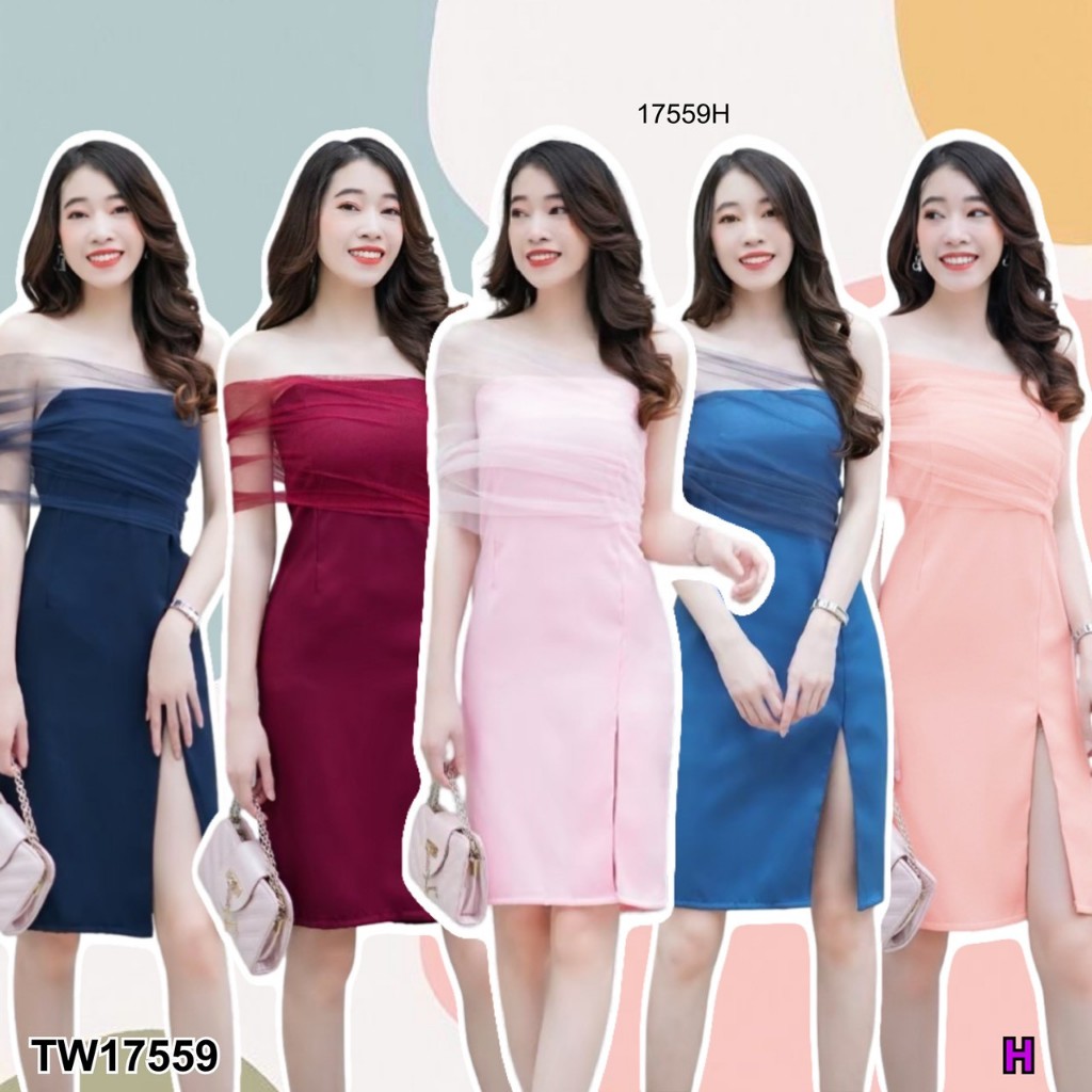 เดรส เกาะอกซีทรูตาข่าย TW17559