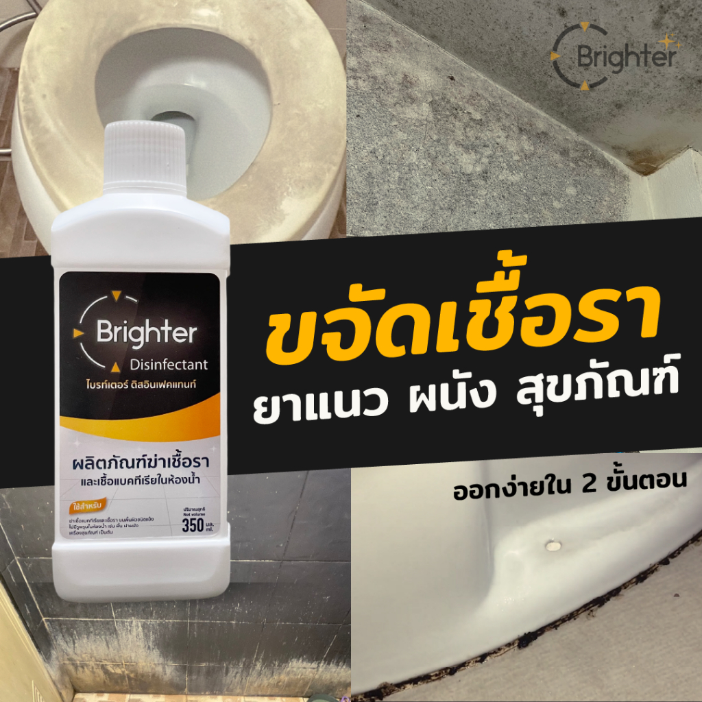 น้ำยากำจัดเชื้อรา MADE IN THAILAND 🇹🇭 ห้องน้ำ กำแพง ผนัง กระเบื้อง ยาแนว BRIGHTER