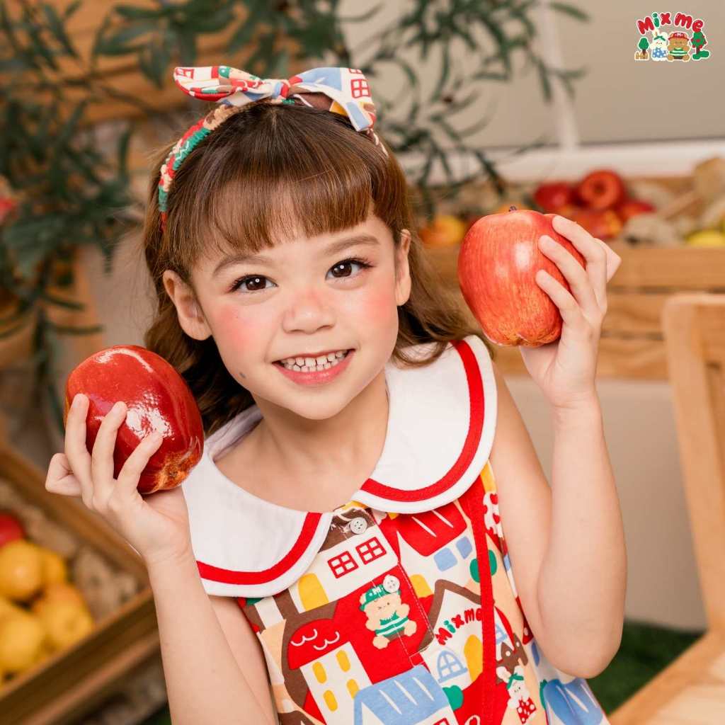 Mix Me ผ้าโพกหัว โบว์คาดผม ลายแอปเปิ้ล ผ้า Single jersey 100%Cotton เด็กหญิง อายุ 1-7ปี เสื้อผ้าเด็ก รุ่น500463/500464 - รูปที่ 5