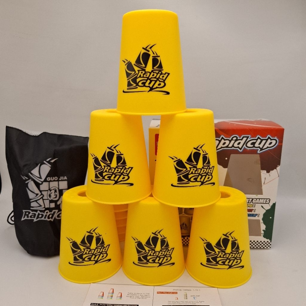 แก้วสแต็ค Stacking Cup 6 สีคุณภาพดี (Rapid Cup) 12 ชิ้น มีถุงผ้า Stack Cup