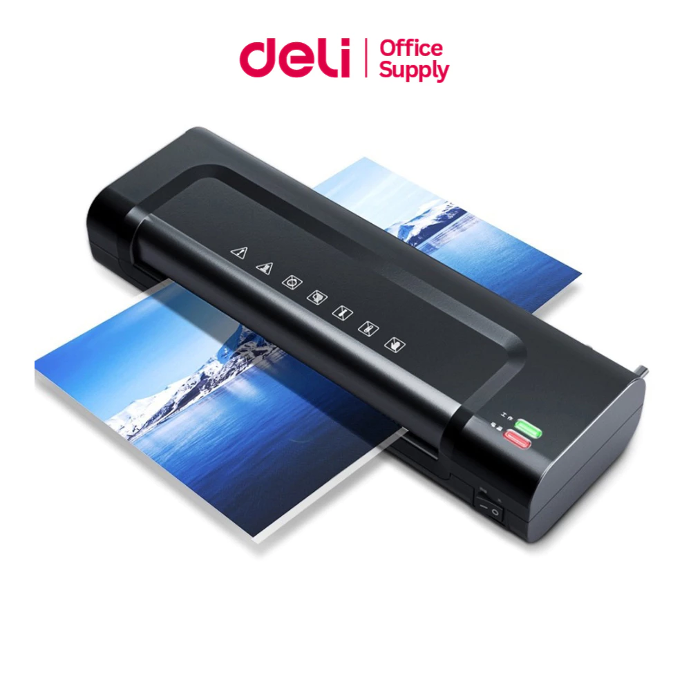 Deli เครื่องเคลือบ เครื่องเคลือบกระดาษ A4 เคลือบบัตร เคลือบเอกสาร เครื่องอุ่นใน 2 น. 280มม./น. อุปกรณ์สำนักงาน Laminator