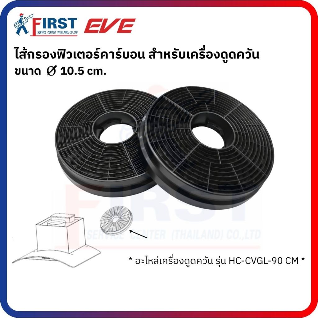[อะไหล่เครื่องดูดควัน EVE] ไส้กรองฟิลเตอร์คาร์บอน สำหรับเครื่องดูดควัน รุ่น HC-CVGL-90 (1 ชุด = 2 ชิ้น)