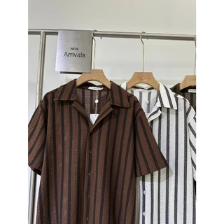 N089 – เชิ้ตแขนสั้นลายริ้วผ้าถักโปร่ง (n’s Knit Stripe Shirt)