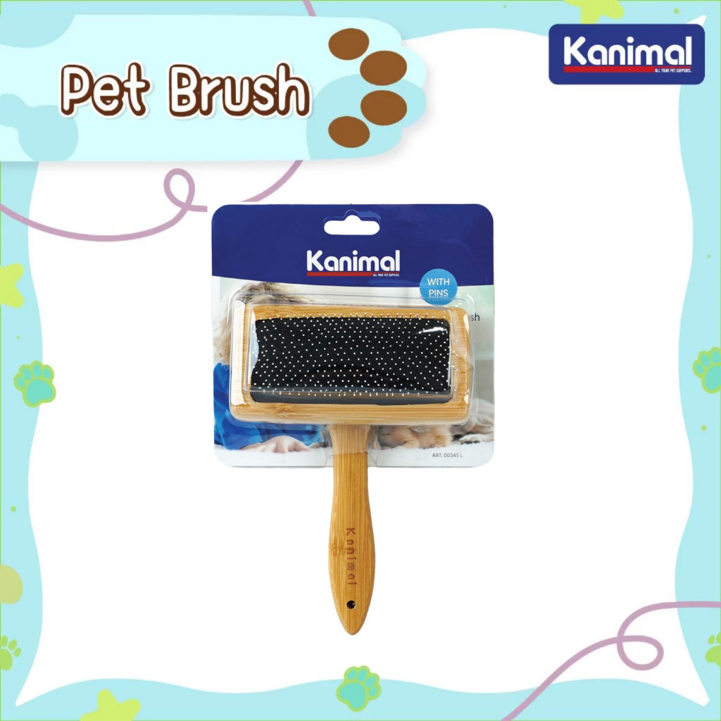 [00345L] Kanimal Slicker Brush แปรงสลิคเกอร์ หวีสางขน (มีหมุด) ลดการเกิดสังกะตัง สำหรับสุนัขและแมว Size L 11.5x18.5 ซม.