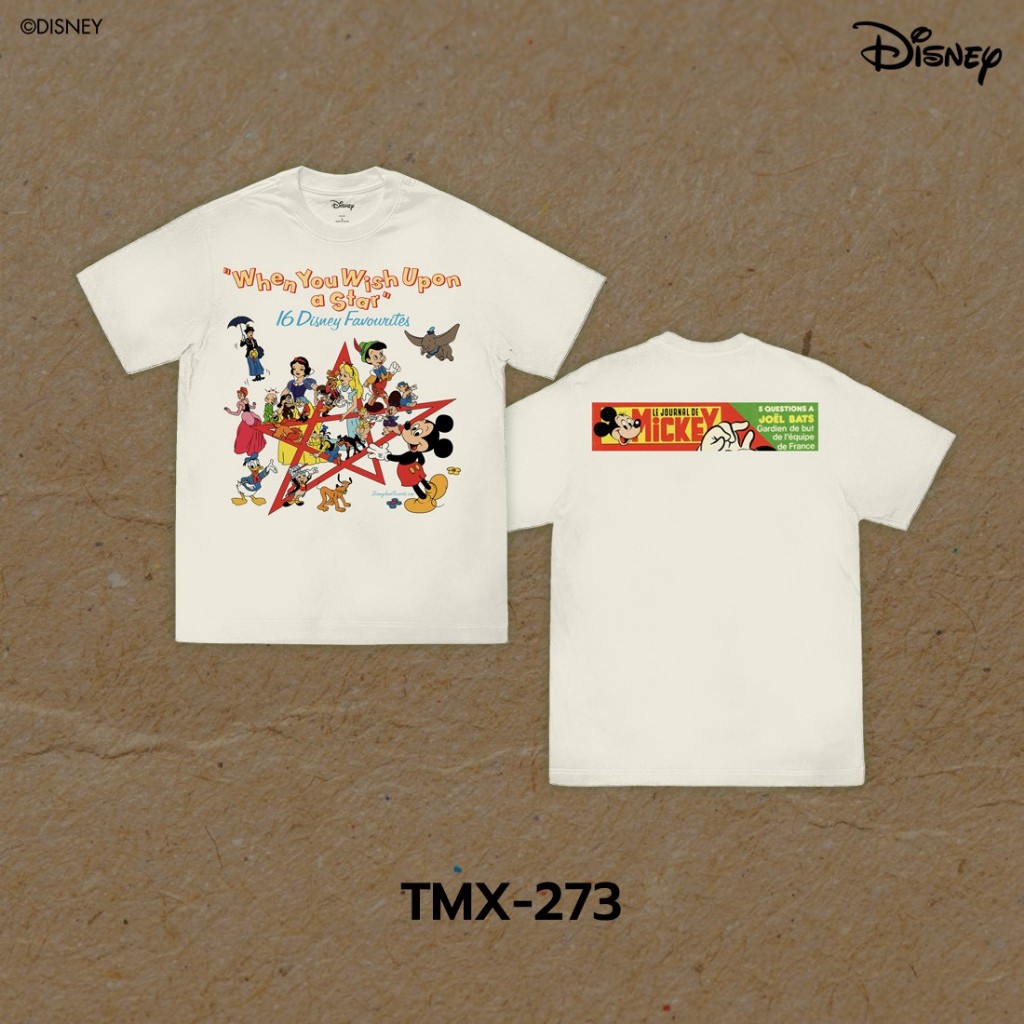 Power 7 Shop เสื้อยืดการ์ตูน "When You Wish Upon a Star" คอลเลคชั่น  "Disney Classics" (TMX-273-สีครีม)