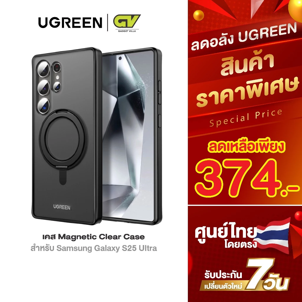 Ugreen เคส Magnetic Clear Case สําหรับ Samsung Galaxy S25 Ultra แข็งแรง บางเบา ไม่เหลือง รุ่น CA183