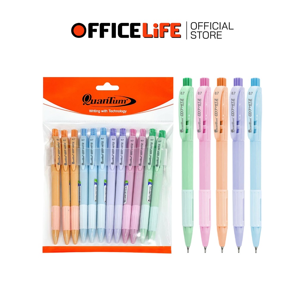 Quantum (ควอนตัม) ปากกาลูกลื่น รุ่น 007 Hitz ด้ามพาสเทล ขนาด 0.7 มม. หมึกน้ำเงิน pastel ( แพ็ค 12 ด้