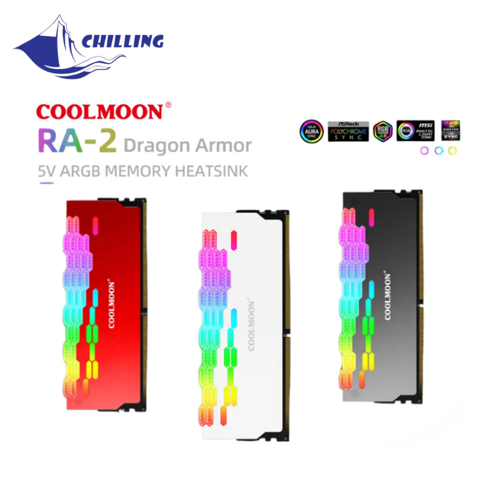 Coolmoon RA-2 บล็อกแรม ARGB RAM Memory Bank Heat Sink Cooler ARGB 5V 3PIN Cooling Heat Sink