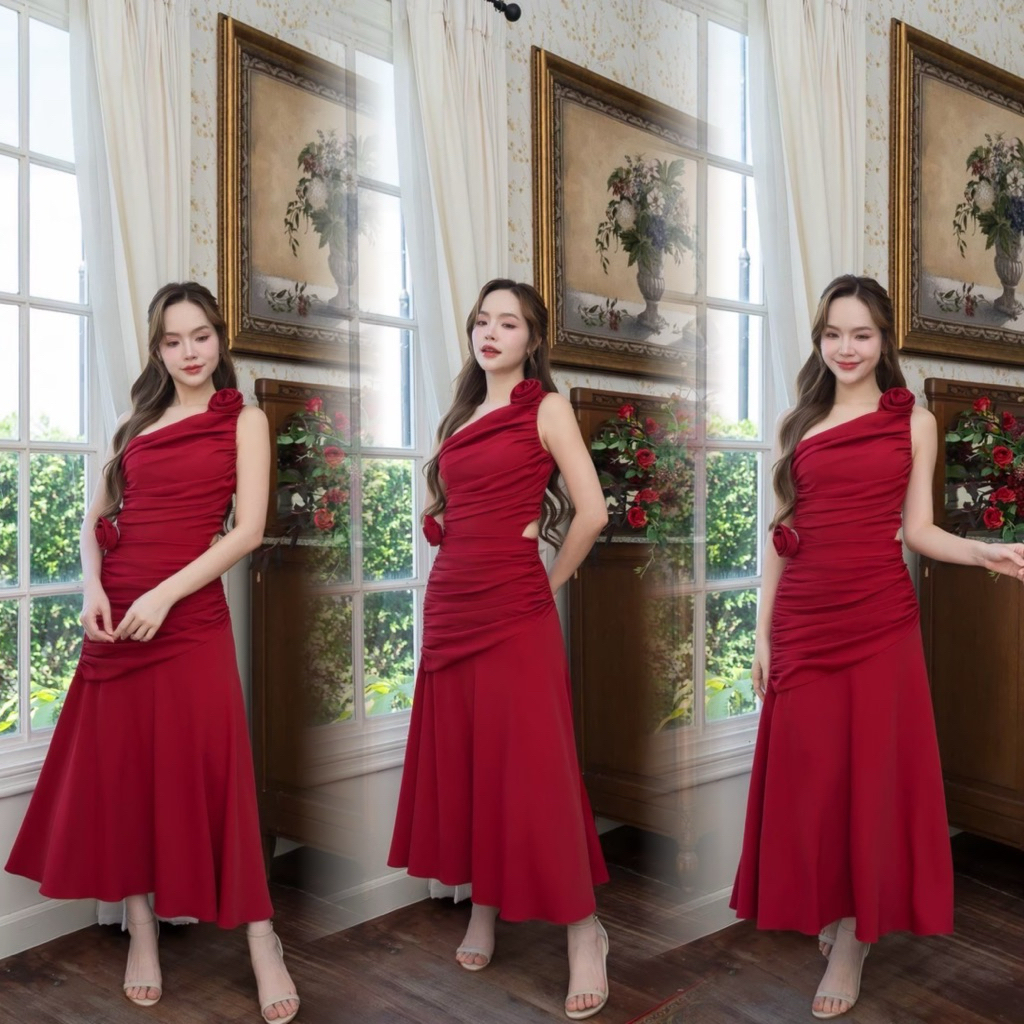 D395 เดรสไปงานสีเขียว ชุดออกงานสีฟ้า ชุดเพื่อนเจ้าสาว - รูปที่ 4