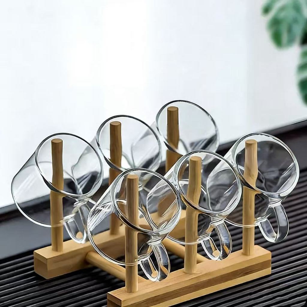QW/7 ชุดถ้วยชาแก้วใส วัสดุทนความร้อน สําหรับเครื่องดื่มร้อนเย็น (6 ชิ้น)