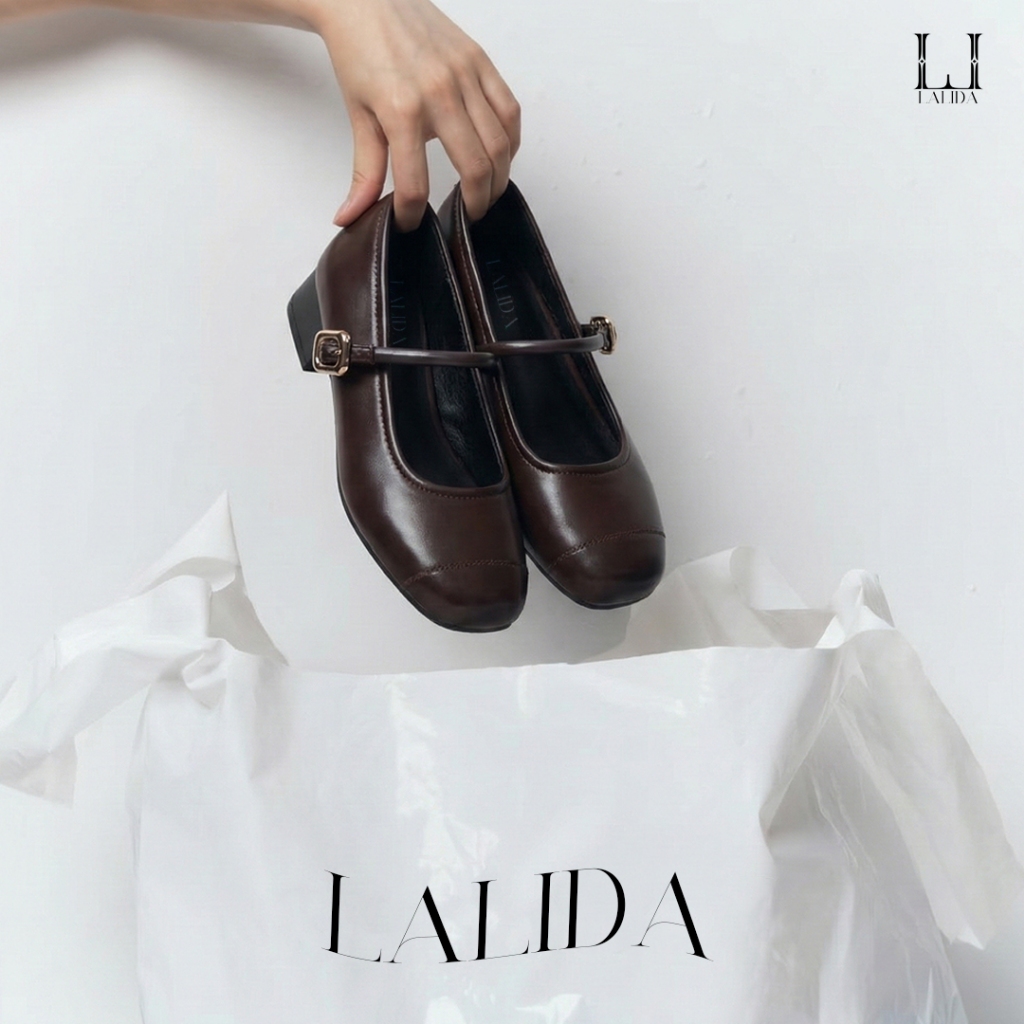 【LALIDA SHOES】Women shoes รองเท้าผู้หญิงส้นสูง  รองเท้าหนัง ส้นสูง 3 ซม. ดีไซน์สวย นุ่มสบาย ระบายอากาศดี เหมาะทุกโอกาส