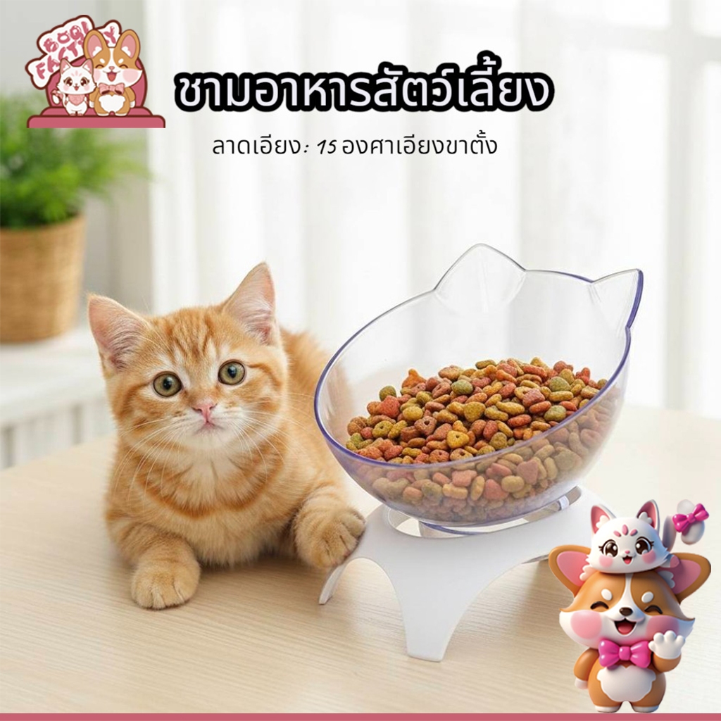 Boqi factory ชามใส่อาหารสำหรับสัตว์เลี้ยง ชามอาหารแมว ชามอาหารหมา   ชามปรับองศา HC010