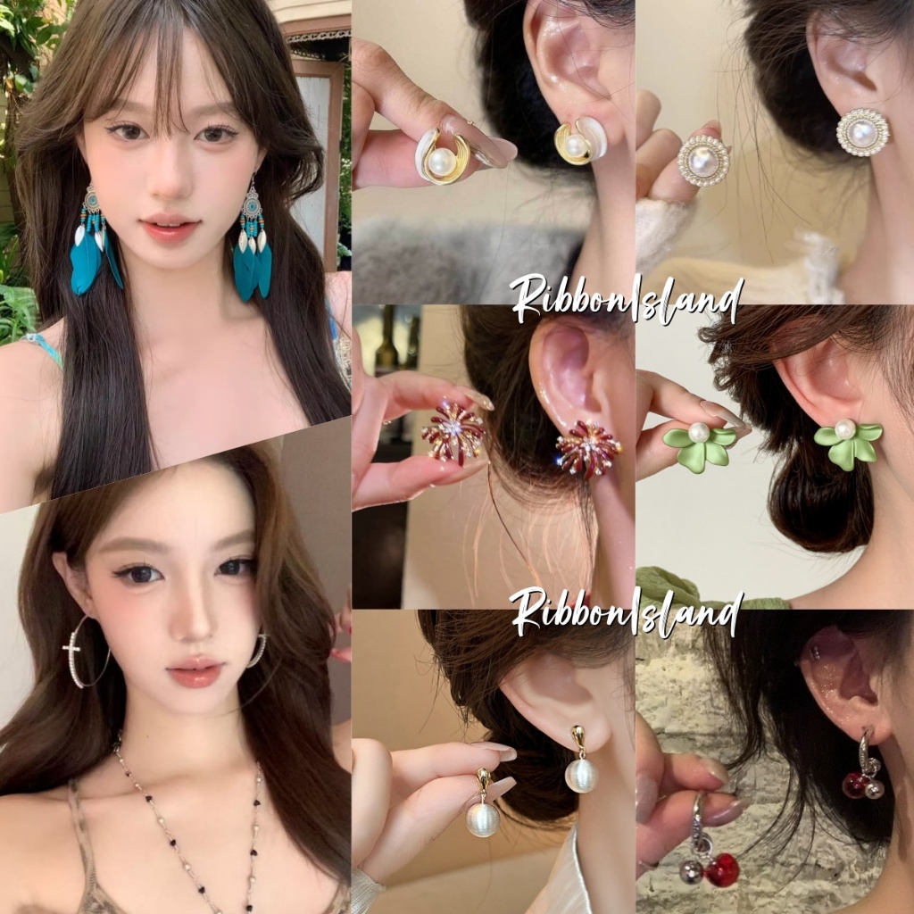 ต่างหู 1 คู่ แฟชั่น ทรงกลม สไตล์เกาหลี silver ไข่มุก  ins y2k กลม สำหรับผู้หญิง แฟชั่น มินิมอล สำหรับผู้หญิง