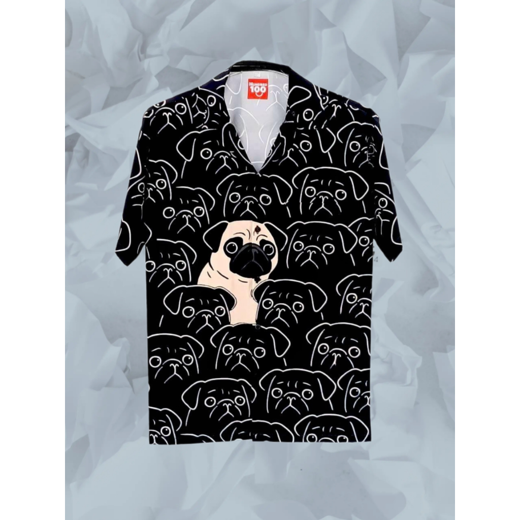 SP-007-เสื้อเชิ้ตฮาวายไหมอิตาลี่-หมาปั๊ก