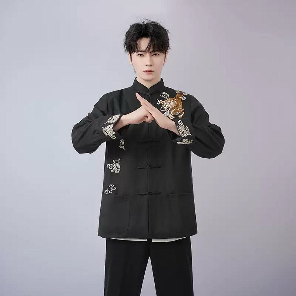 มีส่งแมส จาก กทม เสื้อจีน เจ้าสัว ปักมังกรพาดไหล่ มีซับใน ผ้าดี เสื้อคอจีน เสื้อตุรษจีน Chinese new year ราคา ถูกที่สุด ดีลบีเคเค แกลเลอรีภาพที่ 6