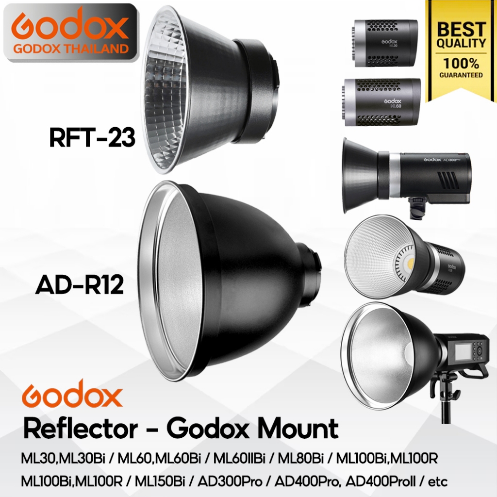 Godox Reflector AD-R12, RFT-23 - Godox Mount - For AD300Pro AD400Pro AD400ProII ML30 ML60 ML60IIBi M