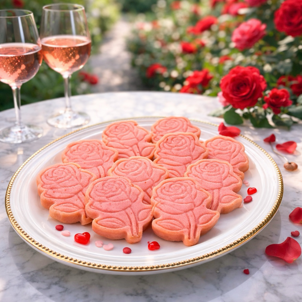 🍪🌹คุ้กกี้บัตเตอร์ลายกุหลาบชมพู 💗คุกกี้ Pink Rose Butter Cookies 🍪วาเลนไทน์คุ้กกี้ - Valentine Cookies * ขั้นต่ำ 5 ชิ้น