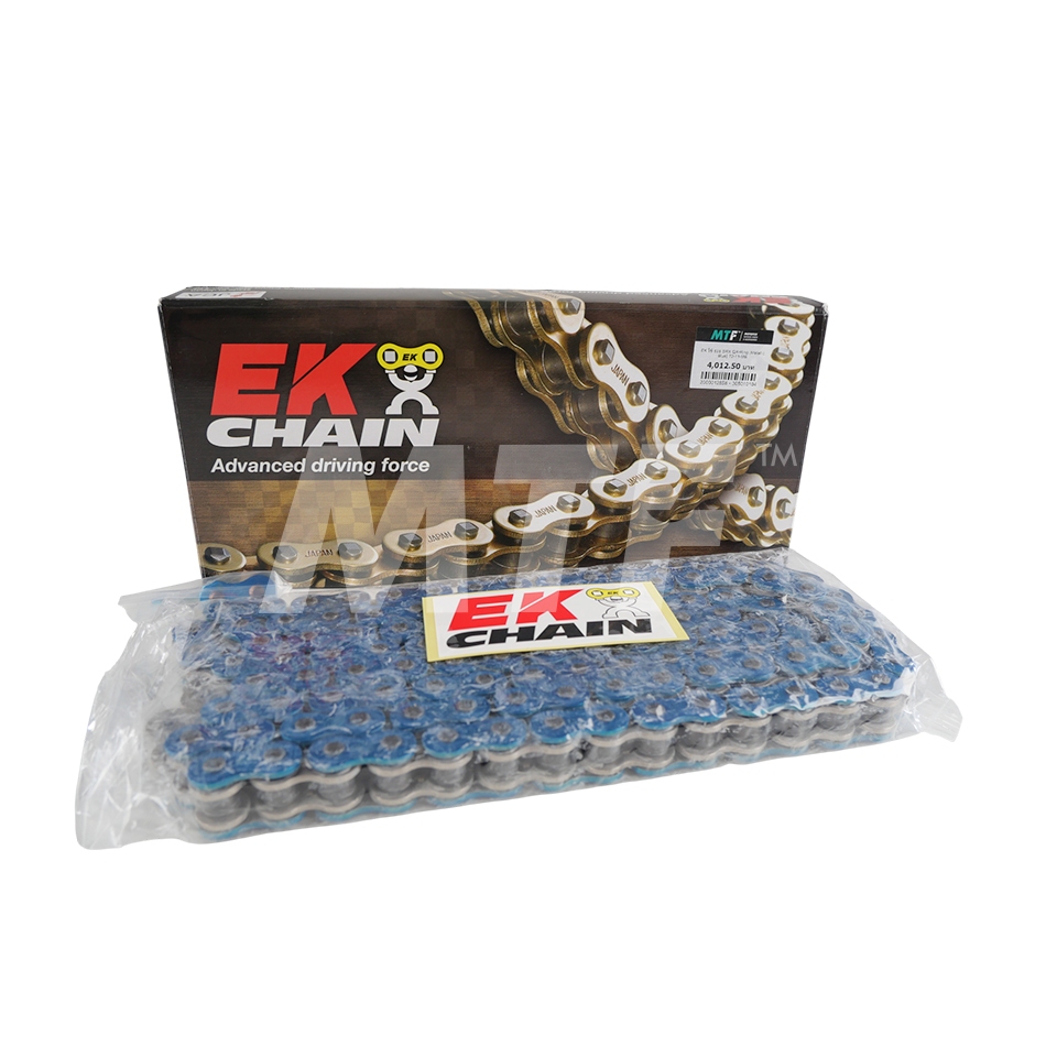 โซ่ EK QX-Ring ขนาด 525-120ข้อ (Metallic Blue) รุ่น SRX ข้อต่อหมุดย้ำ Made in Japan