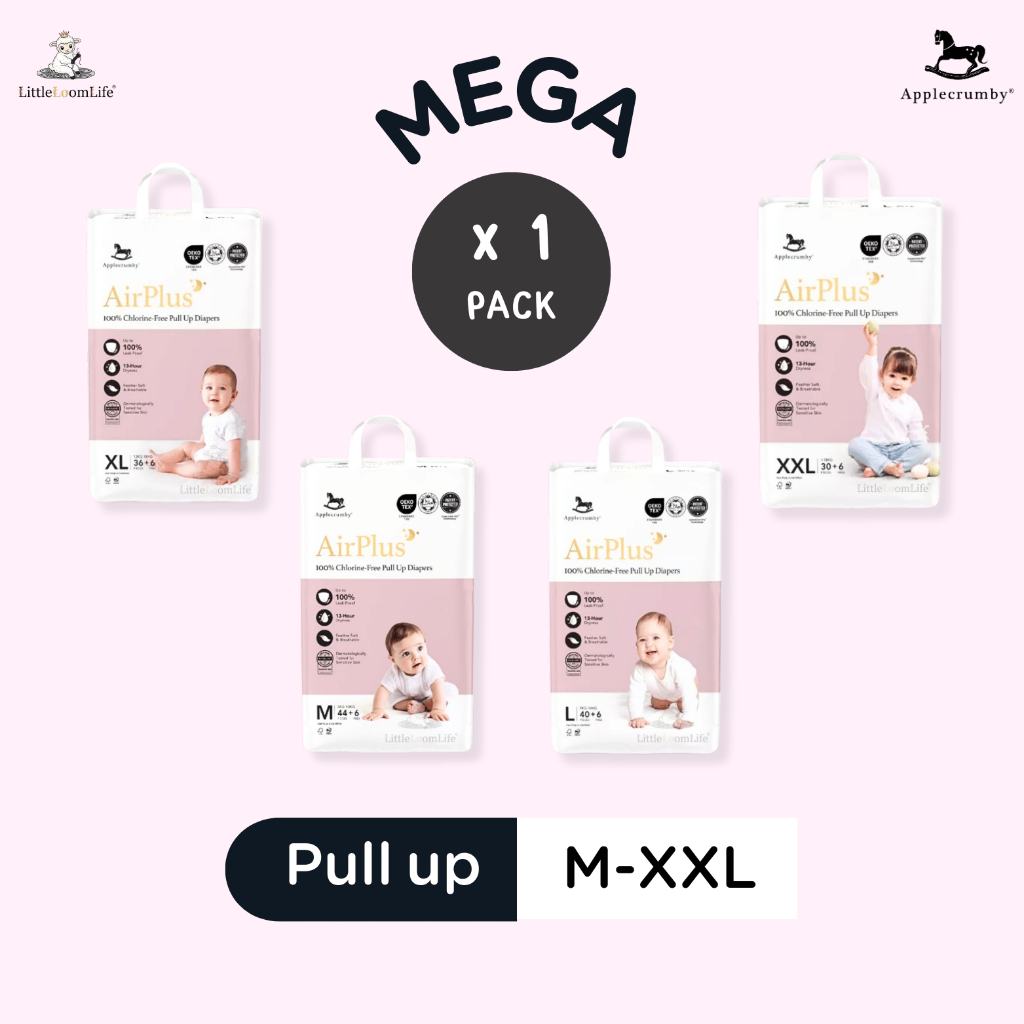 Applecrumby | New AirPlus Mega Pull Up M - XXL ผ้าอ้อมเด็กแบบกางเกง สำหรับกลางคืน M L XL XXL