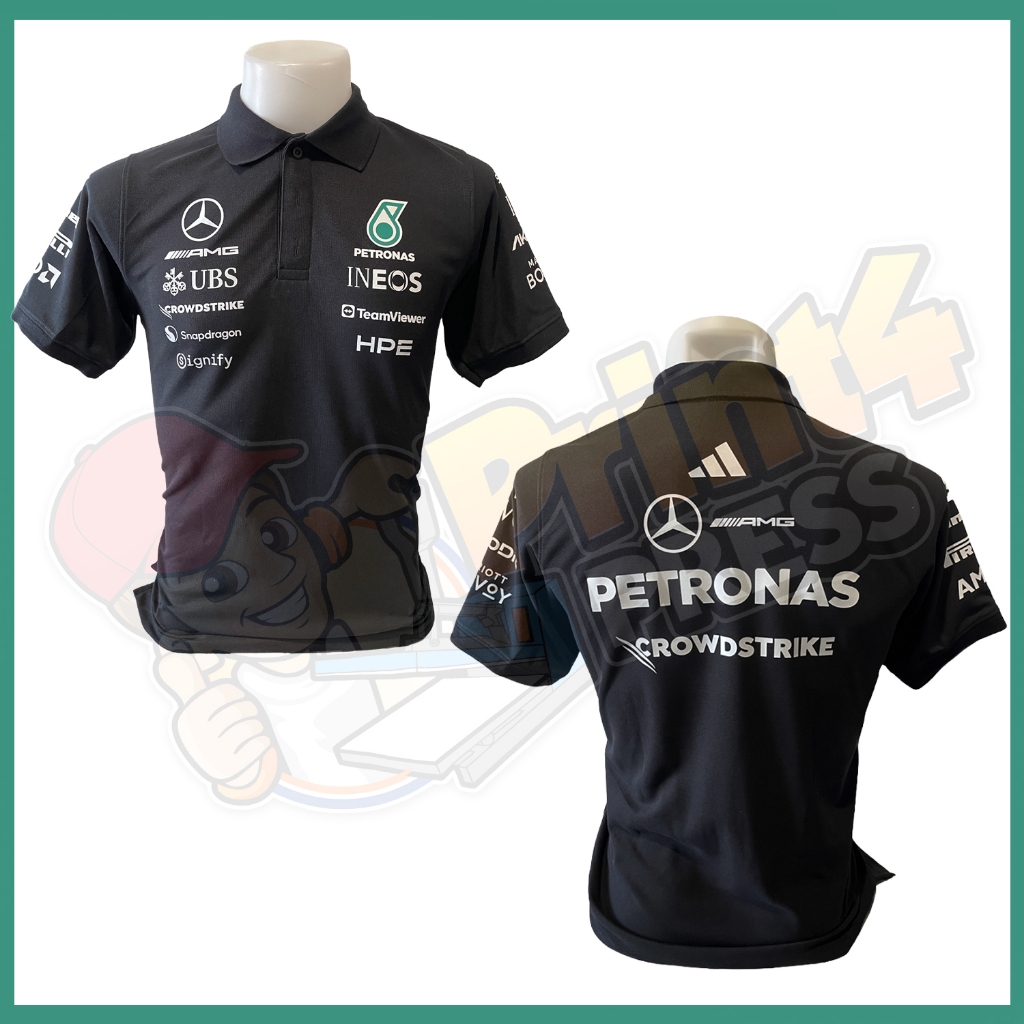Polo คอปกสีดำ เมอซิเดส Mercedes F1 2026 AMG Petronas เสื้อเชิ๊ต เสื้อคอปก เสื้อ shirt 100% Cotton ผ้