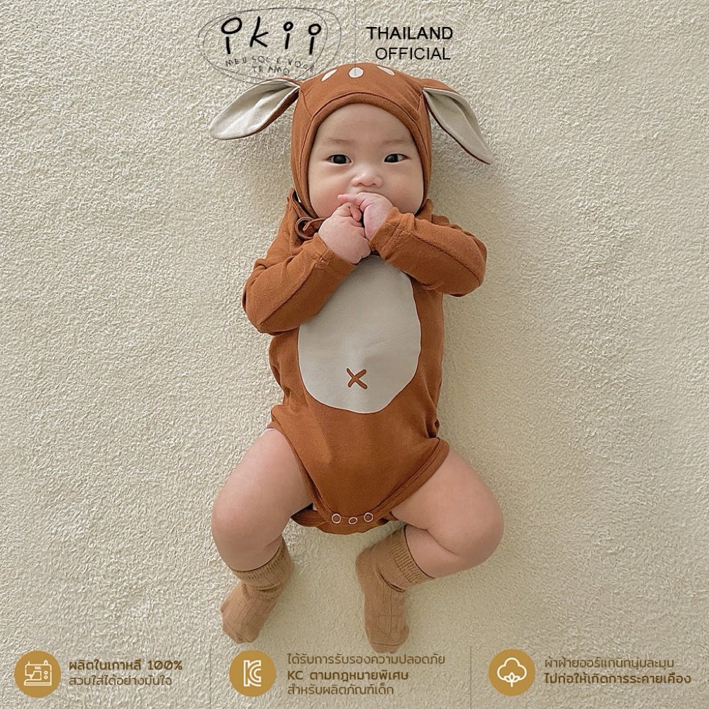🇰🇷[ikii Thailand] Ikii บอดี้สูทเด็ก ลายกวางแบมบี้ น่ารัก ผ้าฝ้ายแท้ 100% Premium Cotton ผลิตเกาหลี ใ
