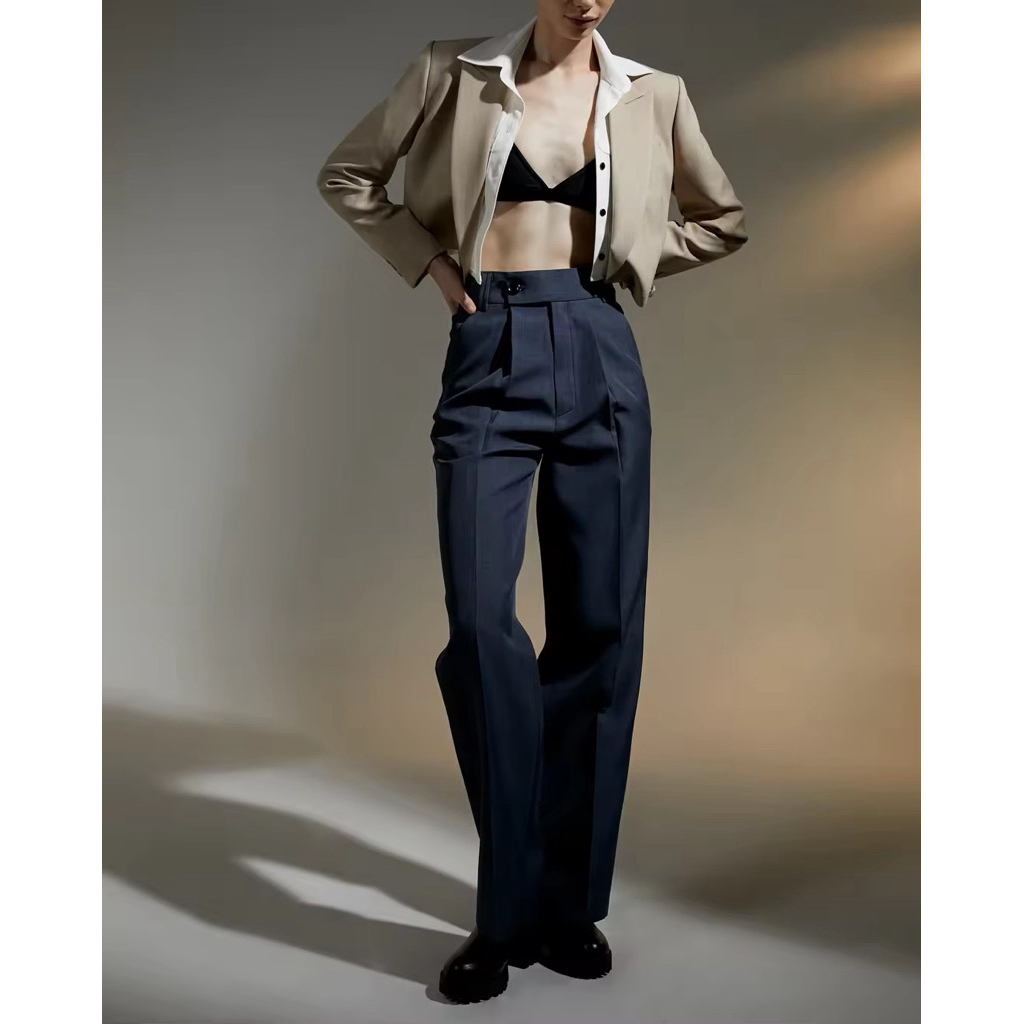 Genesis Apparel กางเกงขายาว ทรงสวย ผ้าดีมาก สี Nevygrey แบรนด์ Genesis Apparel